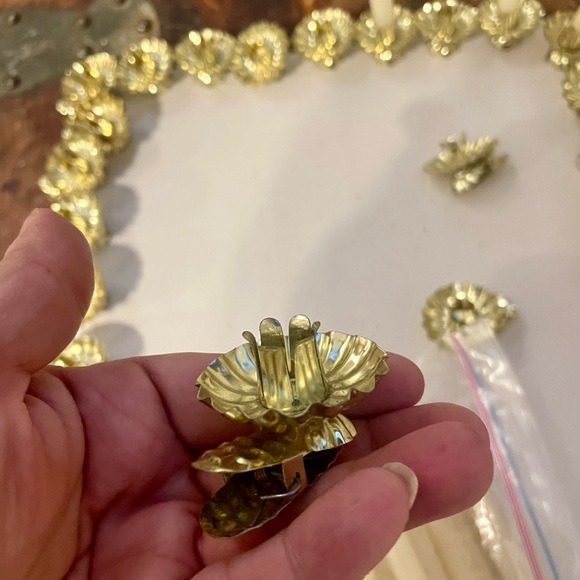 Vintage Candle Holders Reflectors Christmas Tree Clip On Metal Gold W Catcher - Picture 4 of 8